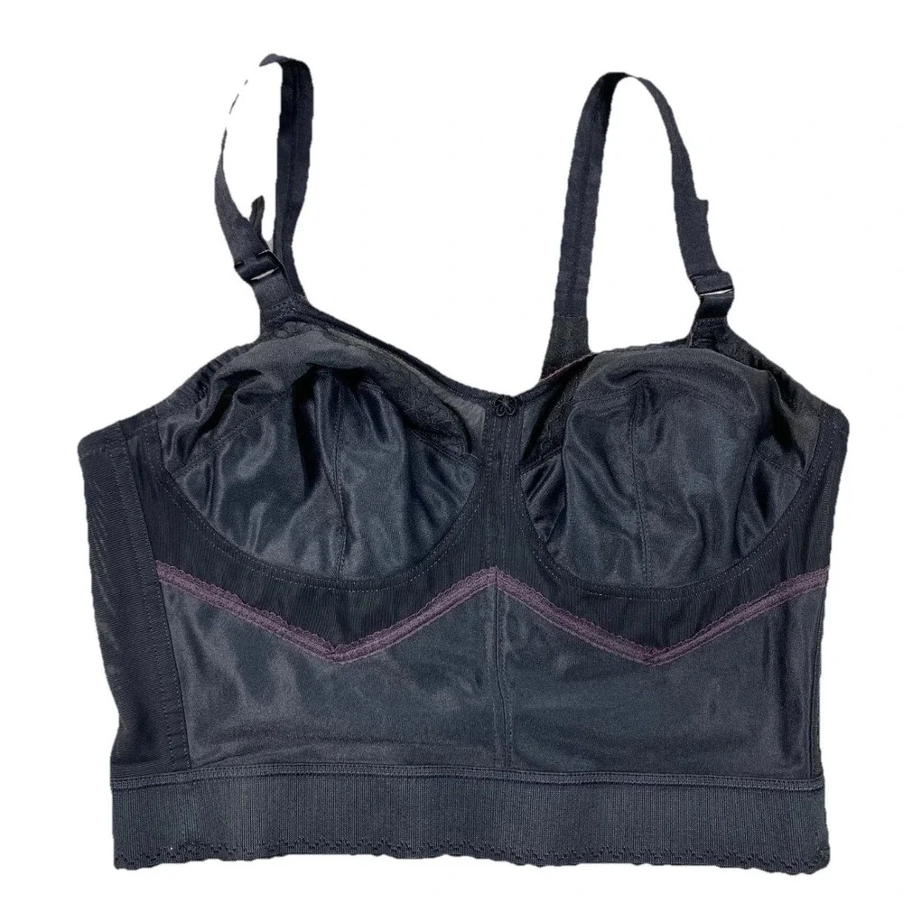 Vintage Corset Bra‎ Womens Black 100% Nylon Adjustable Straps Workers Union